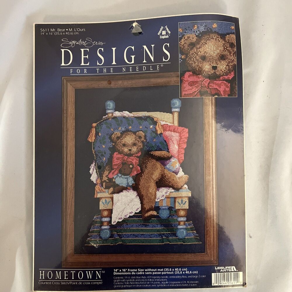 VTG DESIGNS FOR THE NEEDLE MR. BEAR COUNTED CROSS STITCH-LEISURE ARTS-CRAFTS-NOS